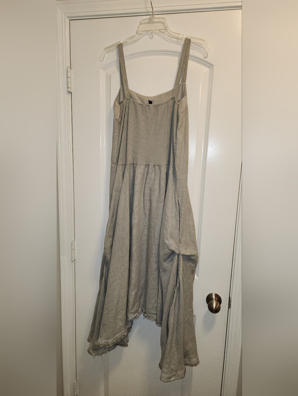 INIZIO Made In Italy Magic 2 Pockets Sleeveles Linen Midi Dress  Boho Sz XL